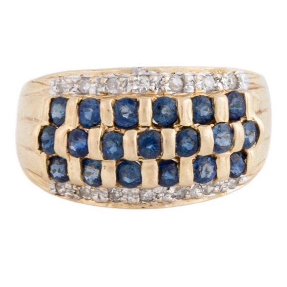 Gold and Blue Gemstone Women's Ring - Picture 2 of 3